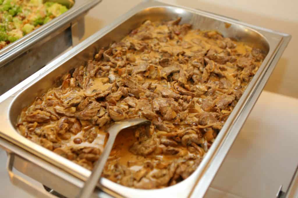 Beef Filet in a Chanterelle and Champignon Sauce as a Wedding Buffet 