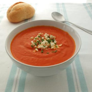 Roasted Red Pepper Soup with Feta Cheese