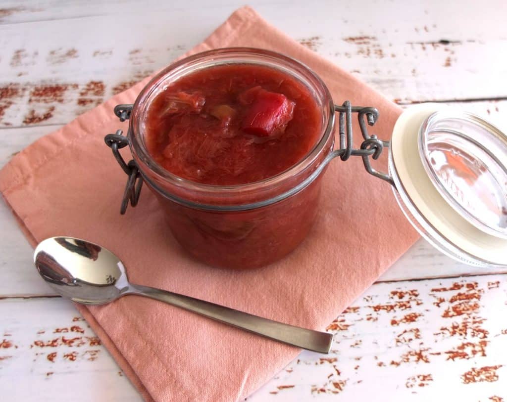 Rhubarb Compote with Jar and Teaspoon