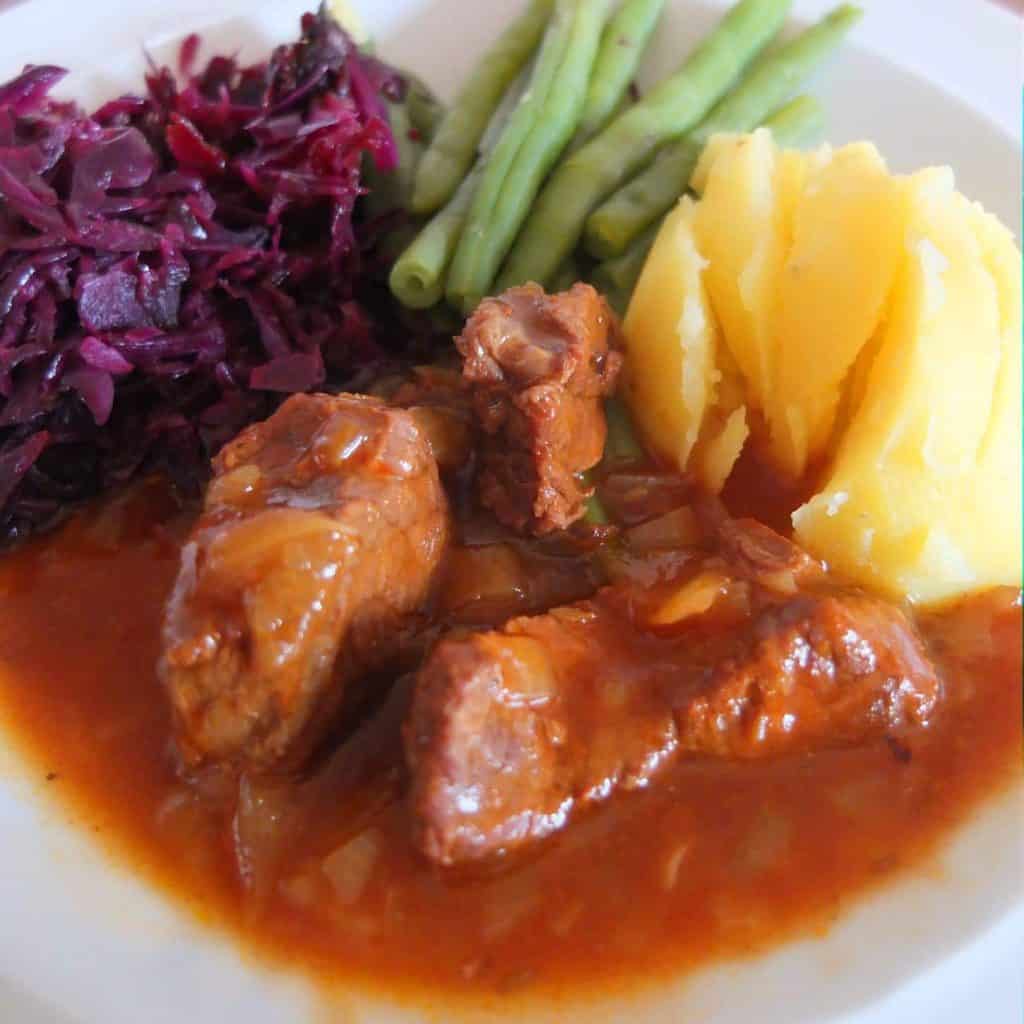 Beer Goulash with Red Cabbage