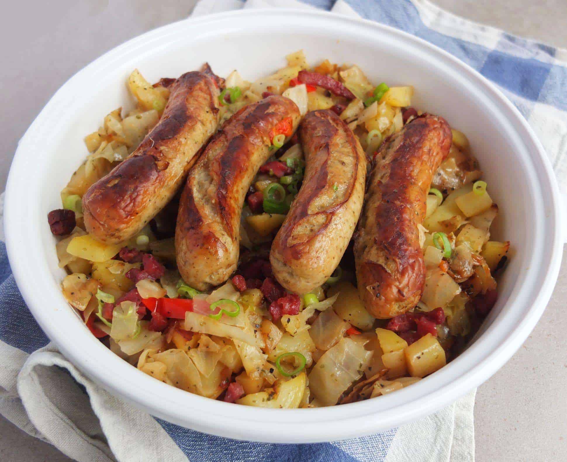 The Ultimate Bratwurst Casserole with Cabbage & Potatoes - My Dinner