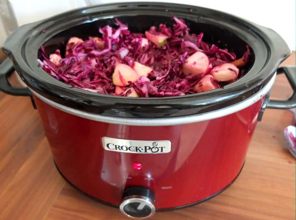 German Red Cabbage and Apple Cook in a Pot or Slow Cooker