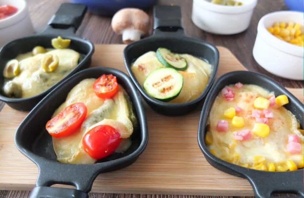 Raclette dishes in a pan