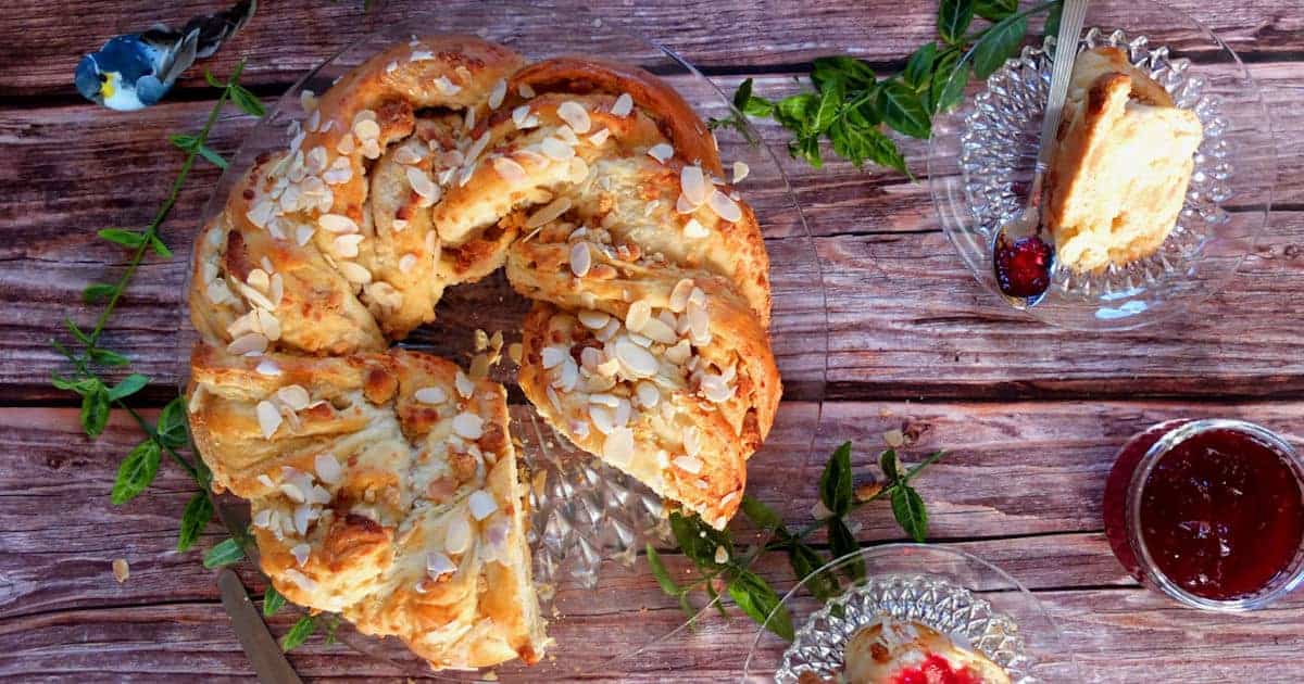 German Easter Bread With Marzipan And Almonds Osterbrot Osterkranz