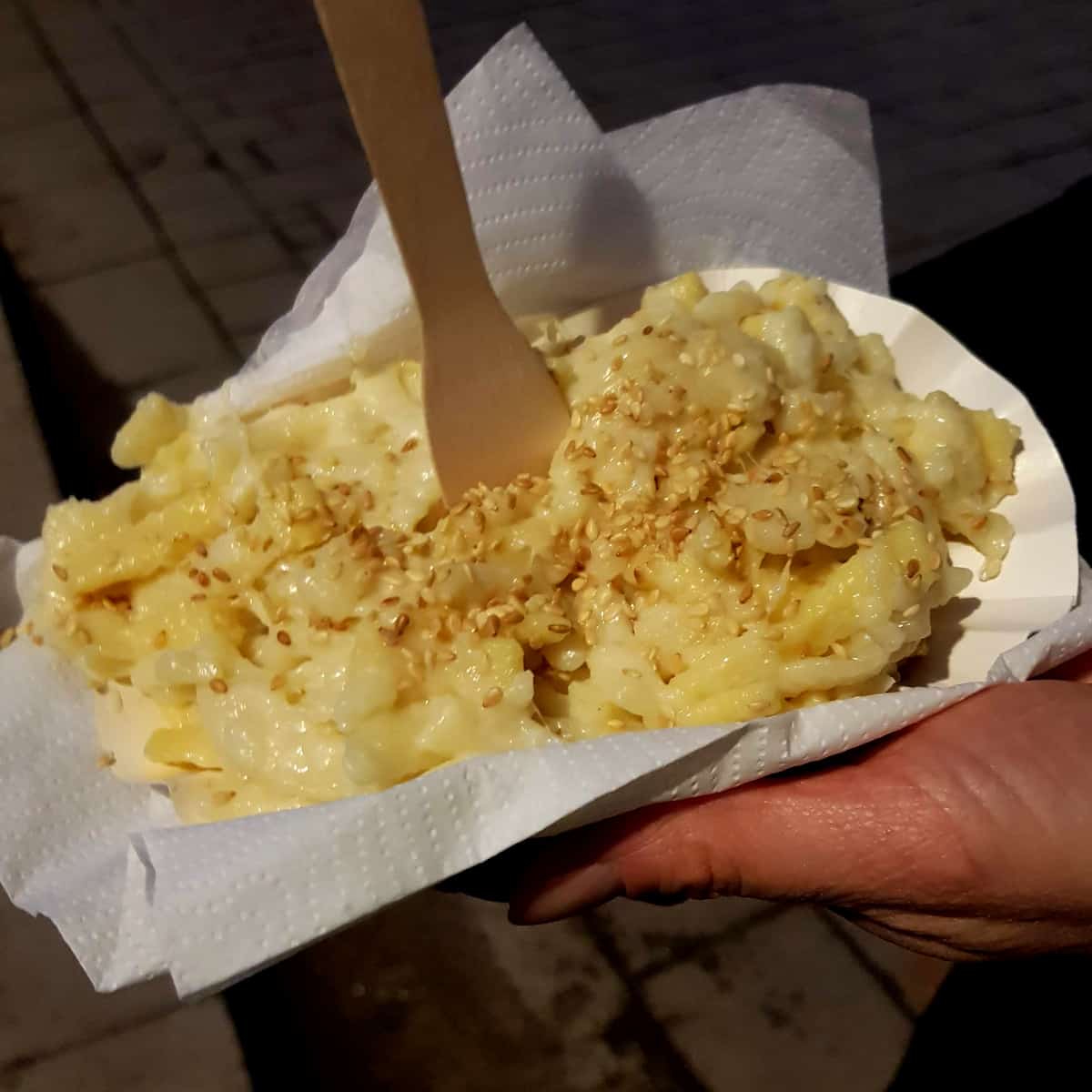 Käsespätzle at Bremen Weihnachtsmarket 