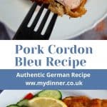 Cordon Bleu on a plate and a piece on a fork.