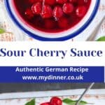 bowl of sour cherry sauce.