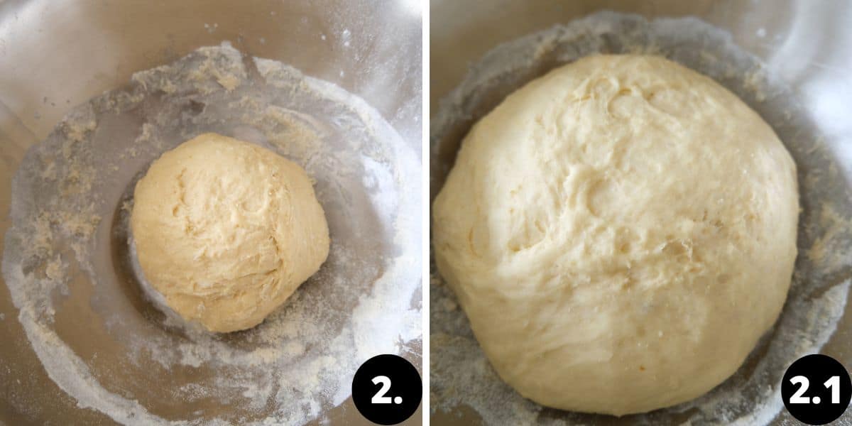 yeast dough start and has risen.