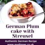 German Plum Cake on a Plate