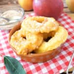 Apple fritters with icing sugar