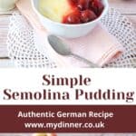 Semolina pudding with cherries.