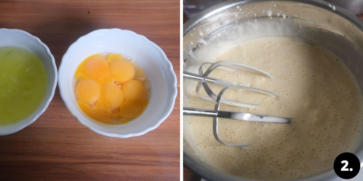 separating eggs and whisking Eierlikör