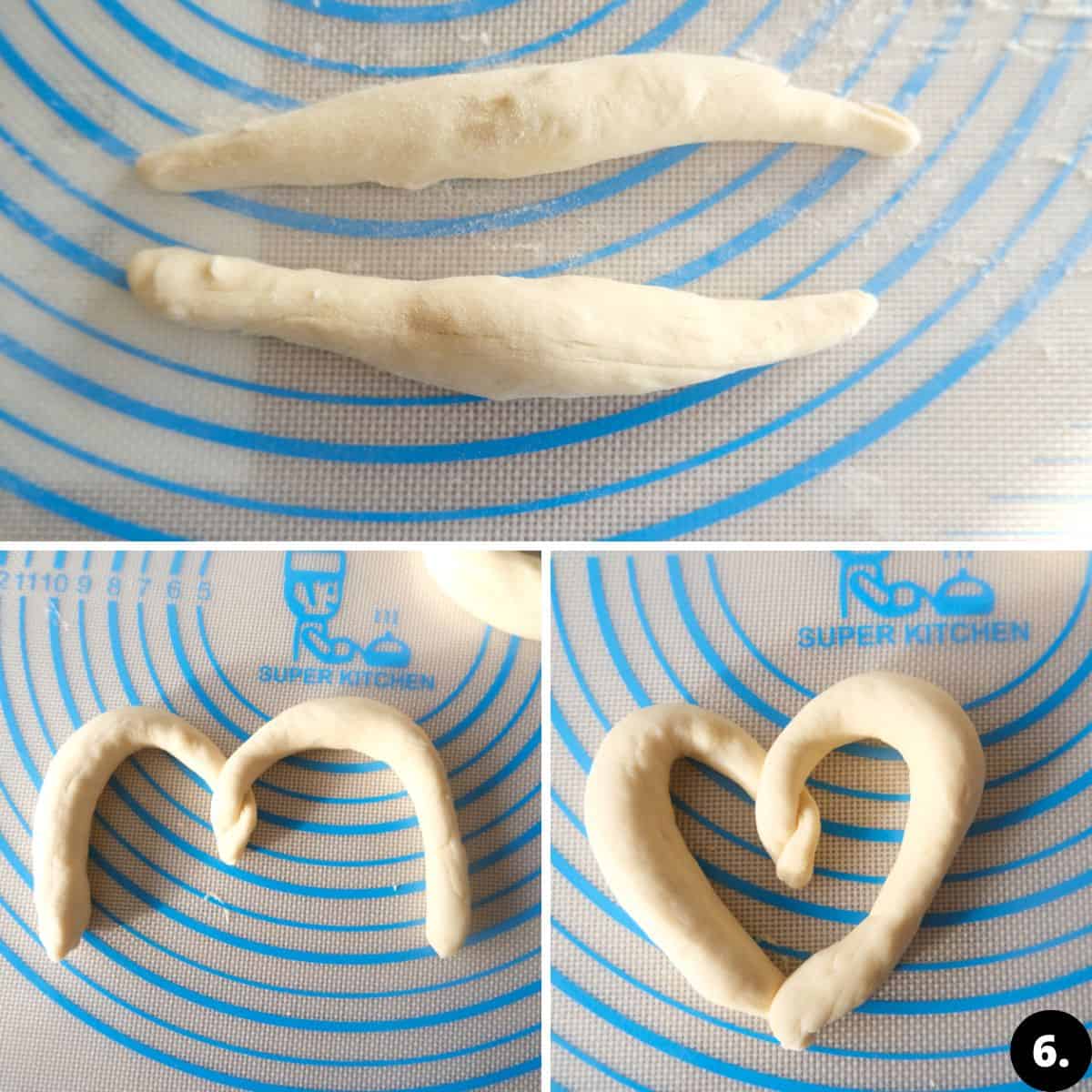 how to shape a pretzel heart.