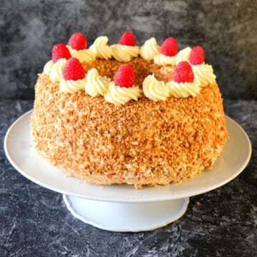 German Crown Cake on a cake platter