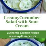 A bowl of creamy German cucumber salad