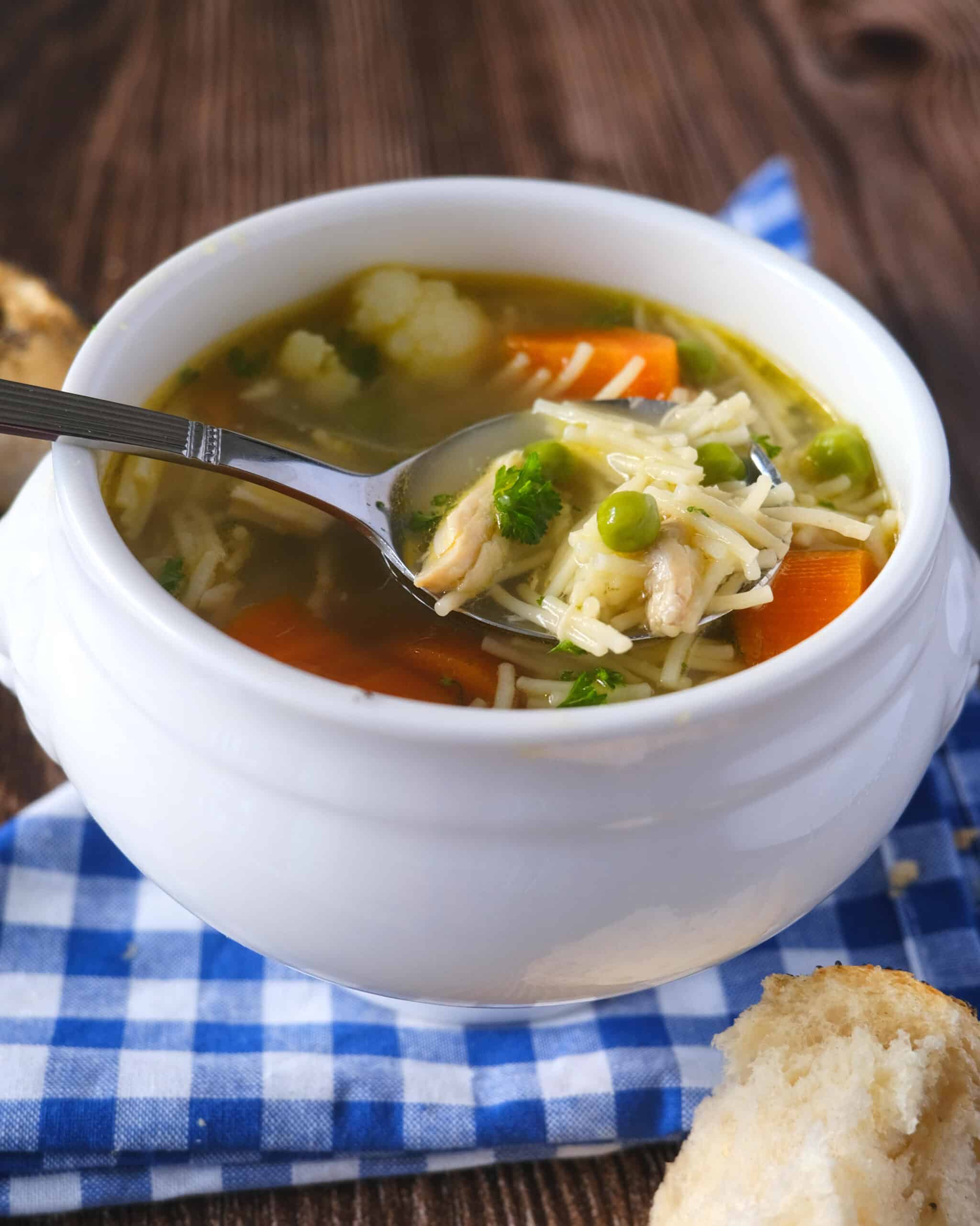German chicken soup with noodles.