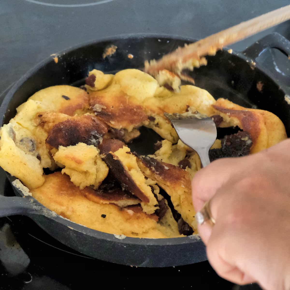 tearing the pancake for Kaiserschmarrn