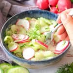 a bowl of cucumber radish salad