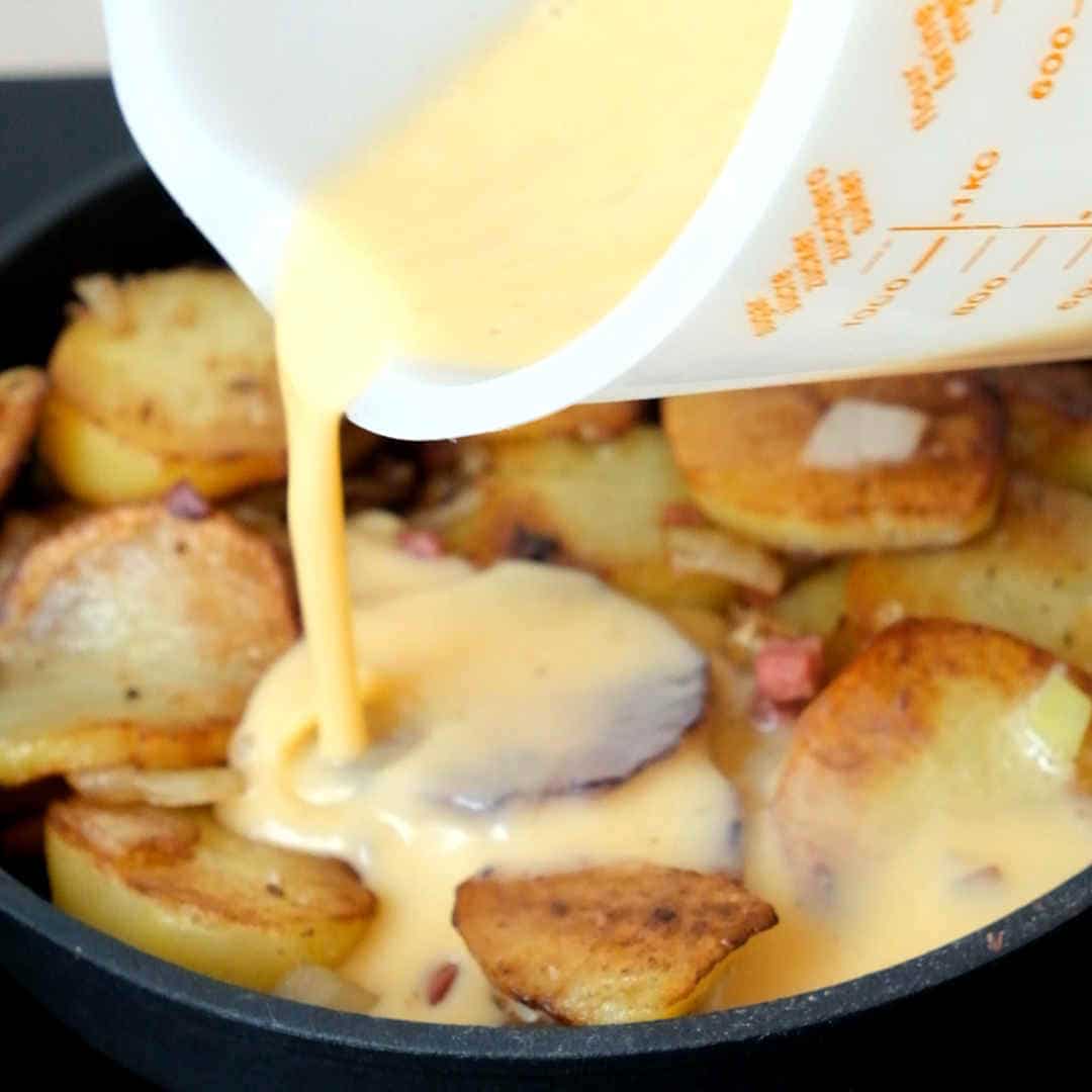 pour over the egg
