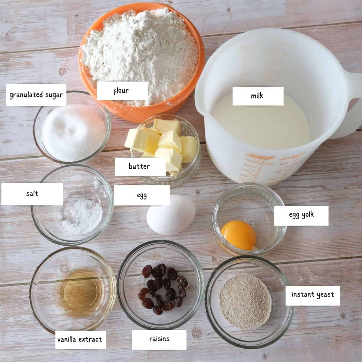 Ingredients for bunny shaped rolls
