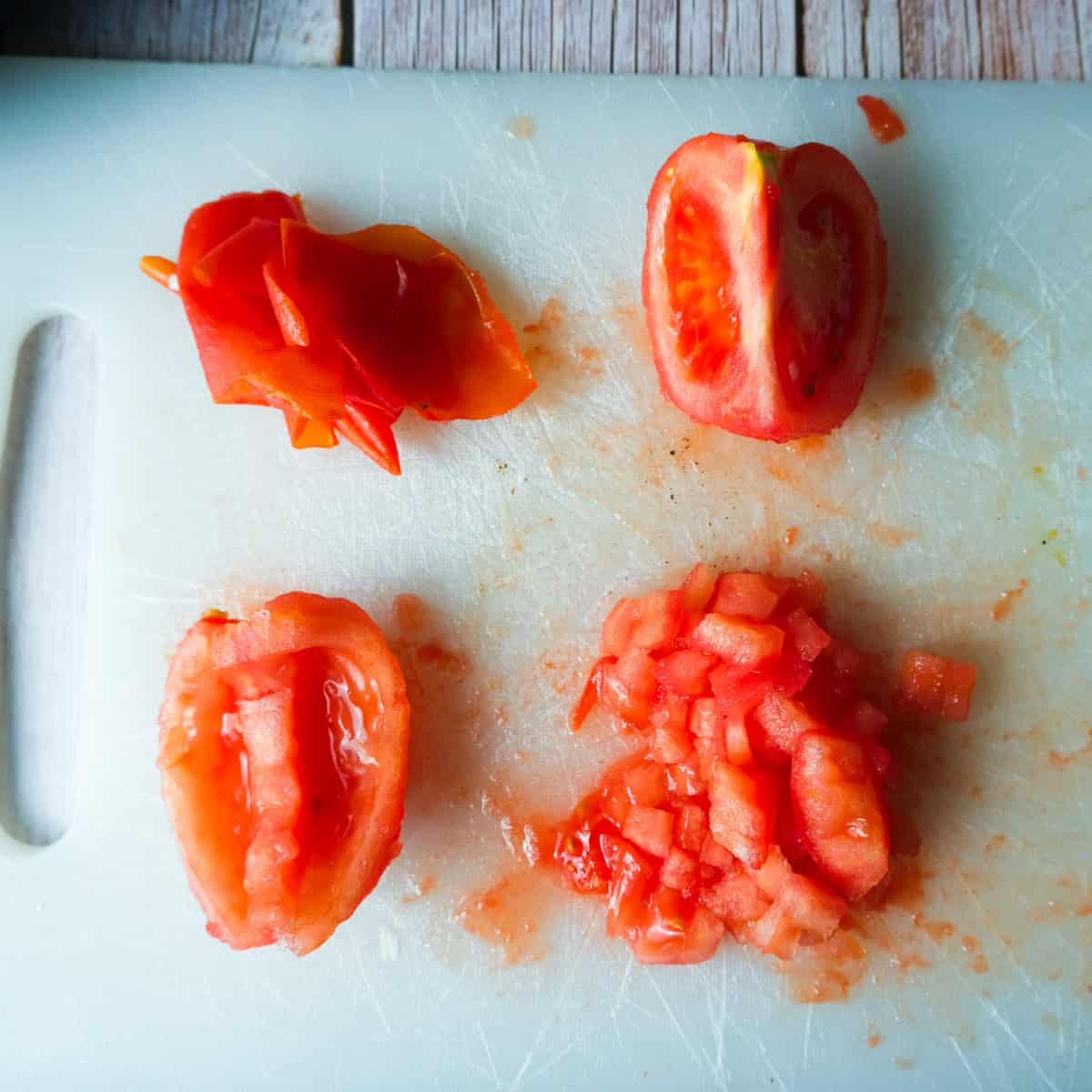 making the tomato concasse