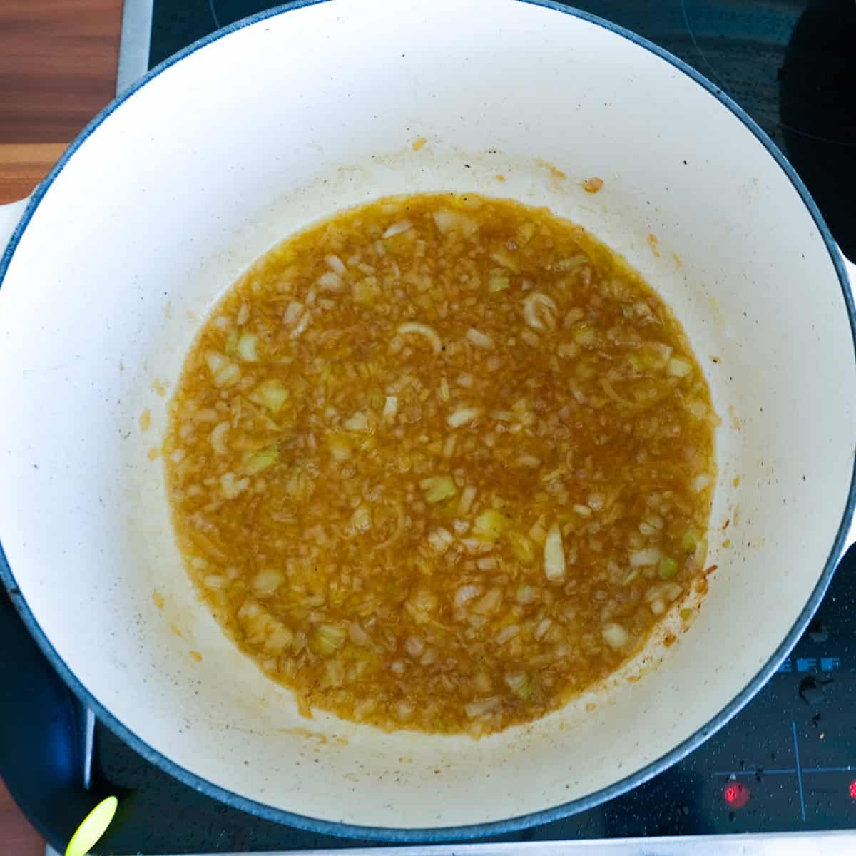 Caramelising the onions