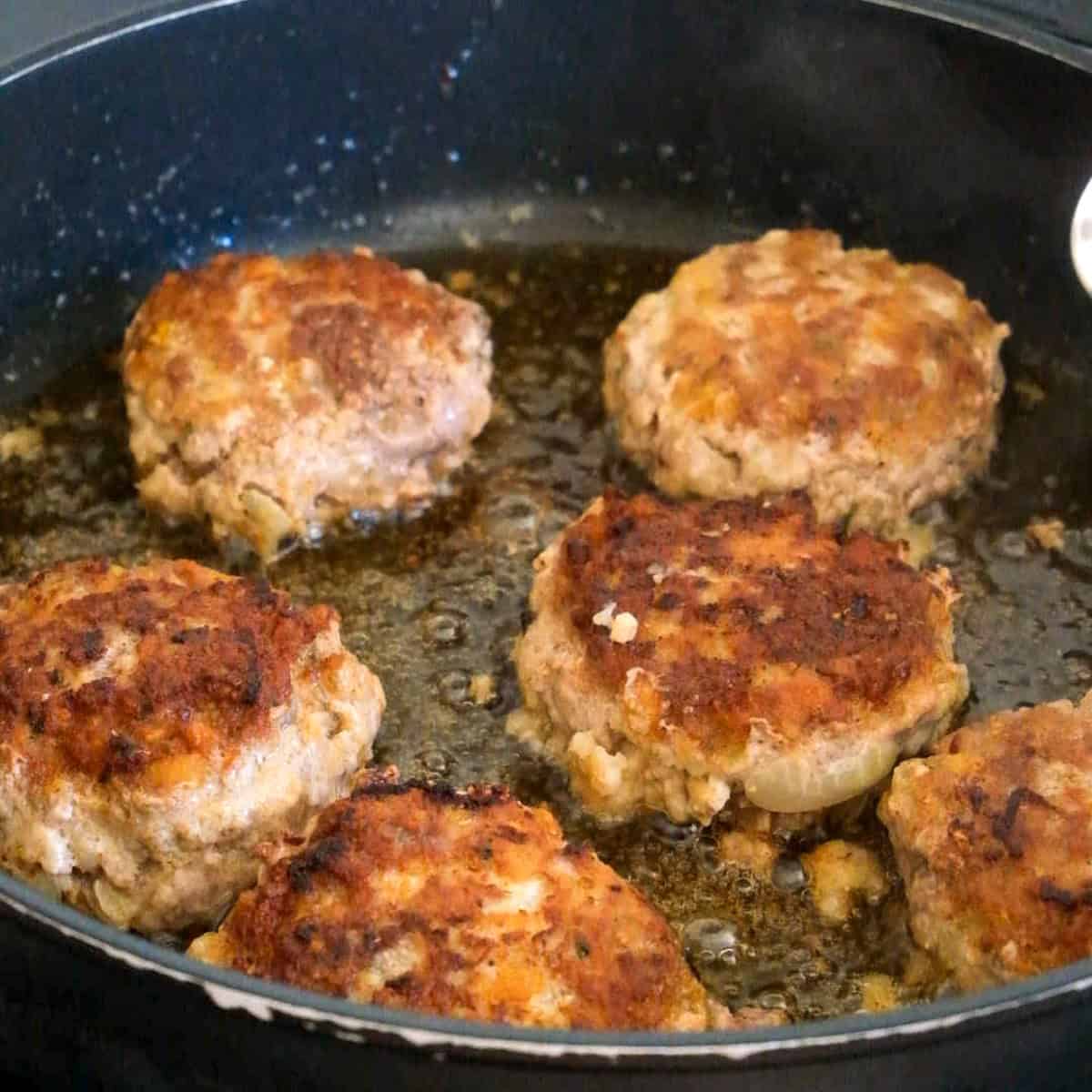 frying meat patties