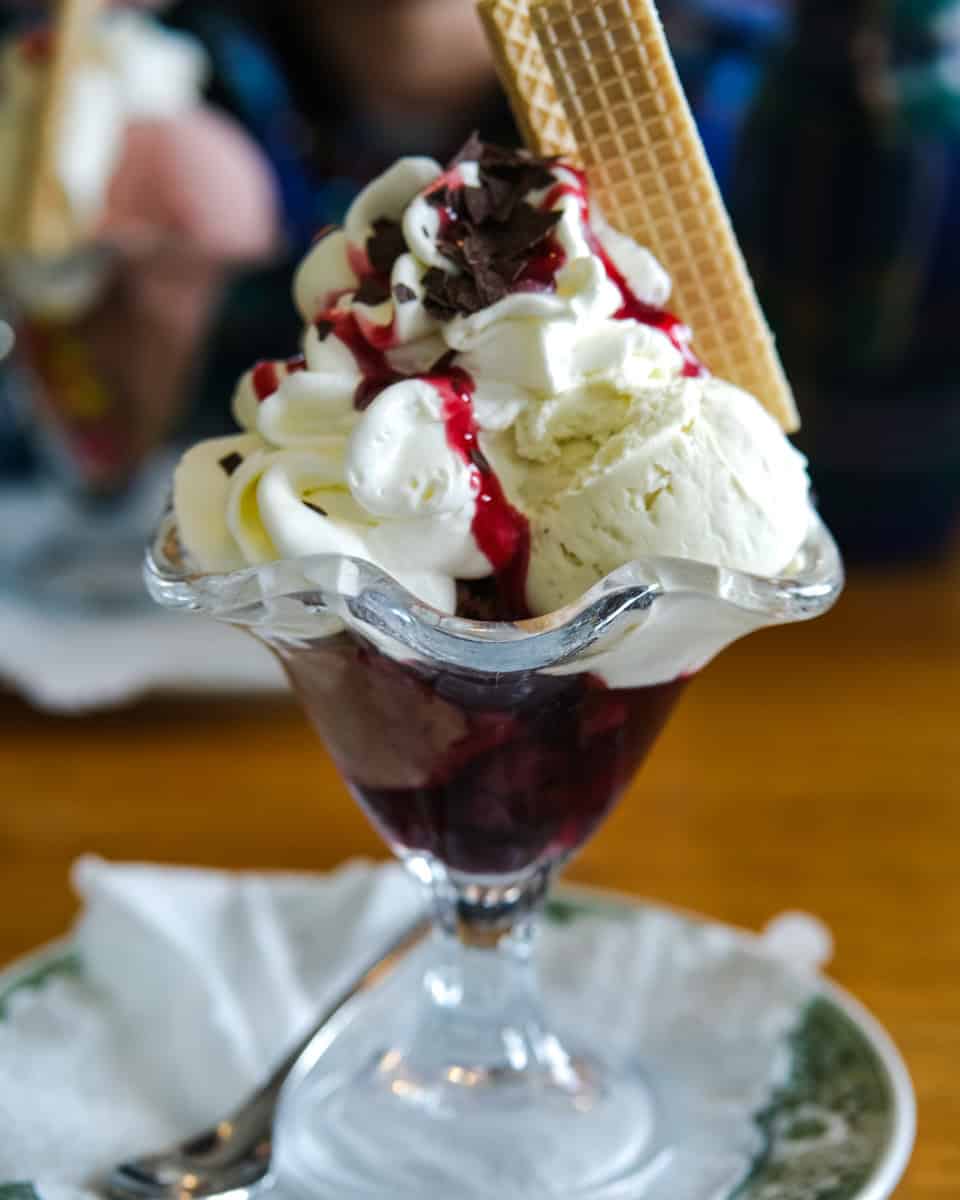 Blak Forest Sundae Ice Cream Cup with waffle
