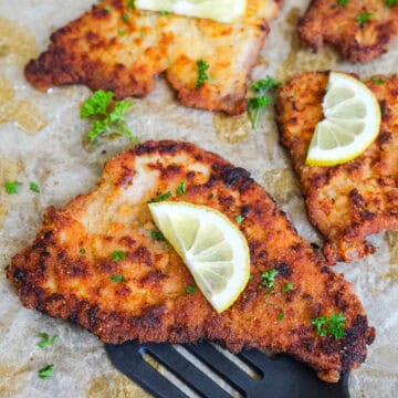 Oven Baked Schnitzel with lemon slices
