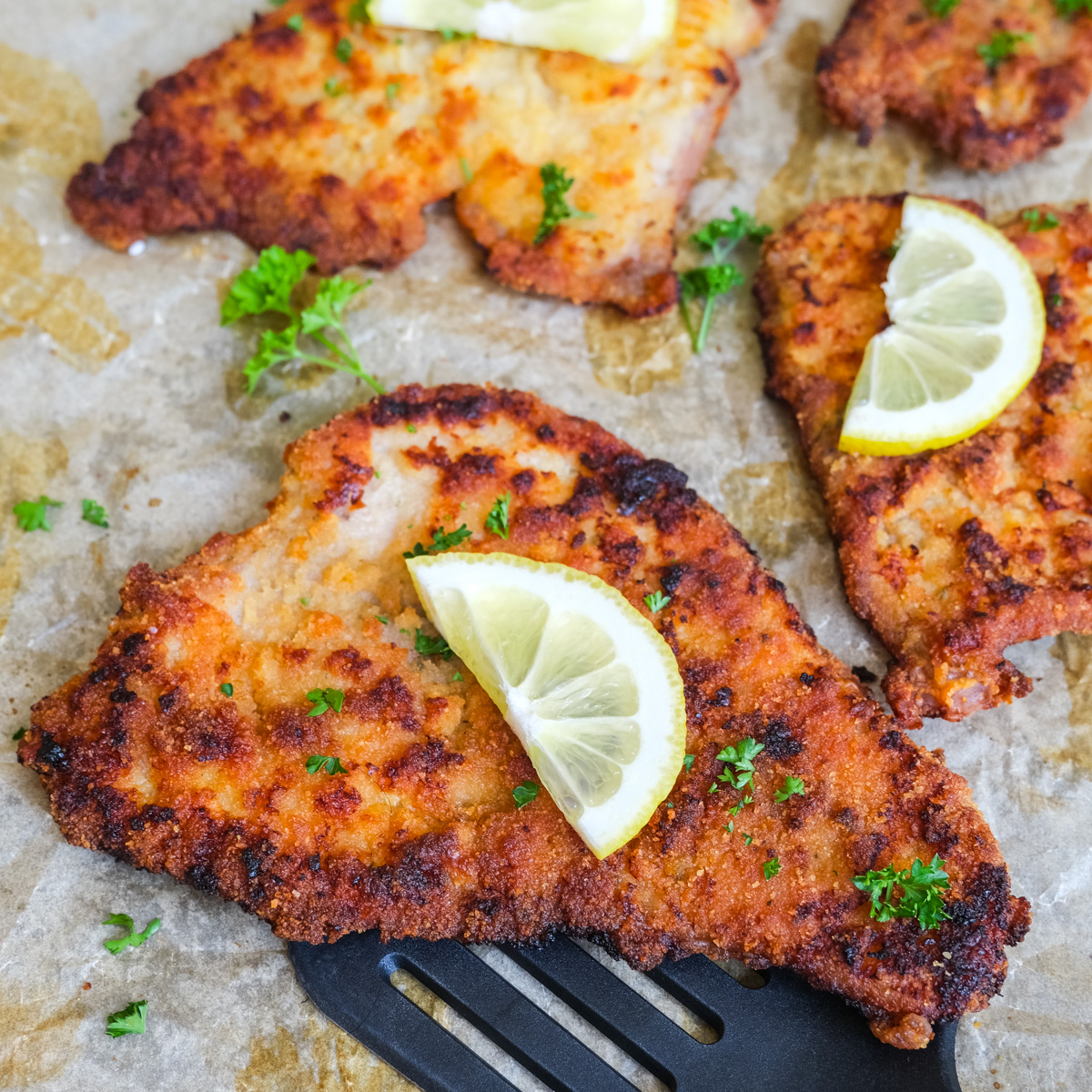 Oven Baked Schnitzel with lemon slices