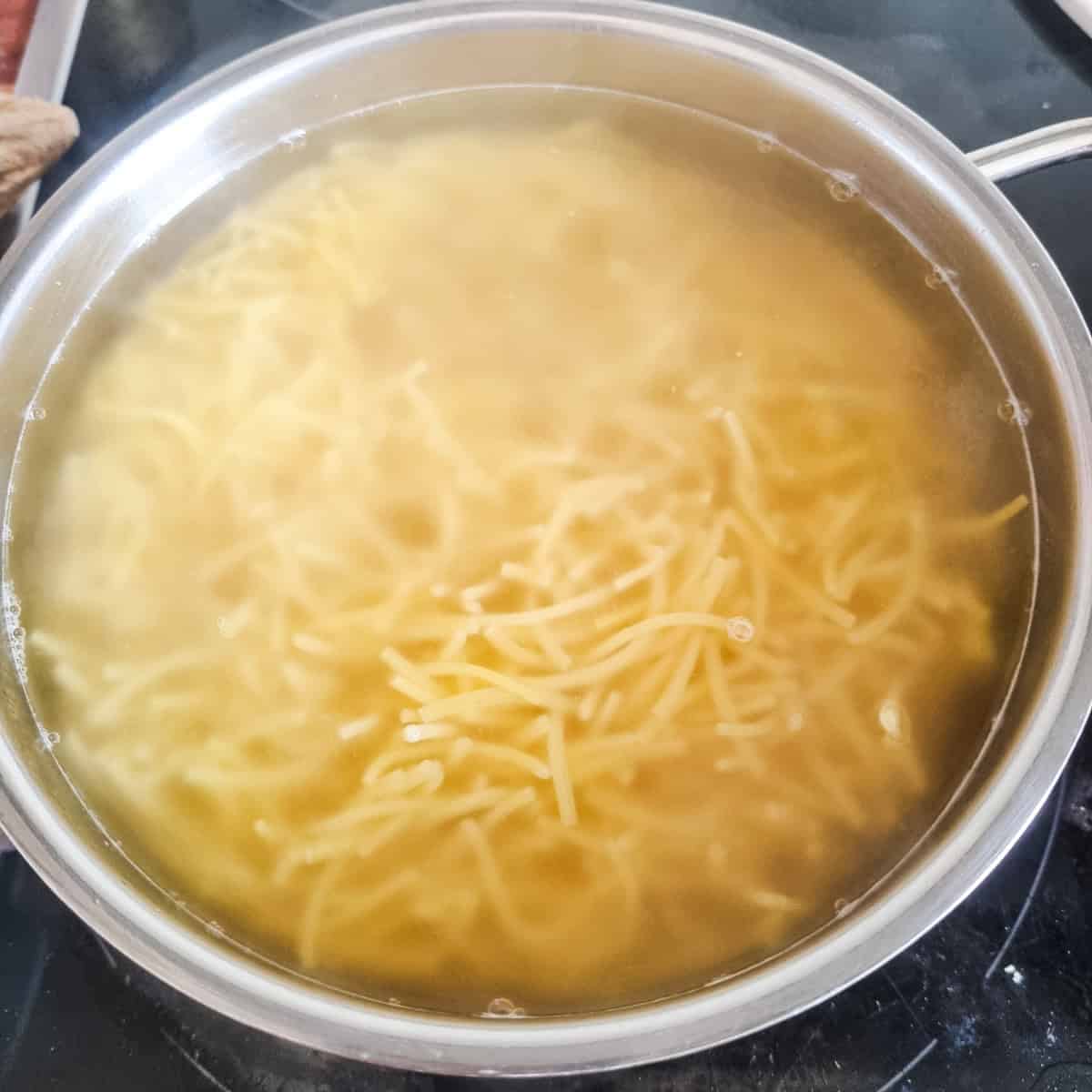 boiling soup noodles.